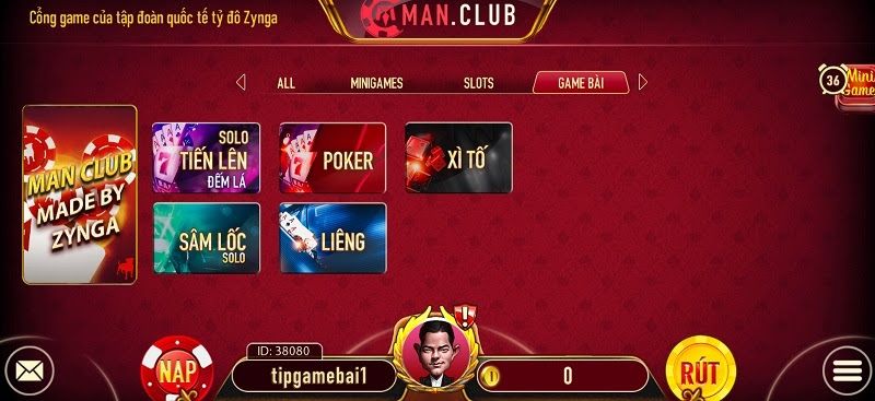 Các đầu game bài cực sốc tại cổng game đổi thưởng Man Club 